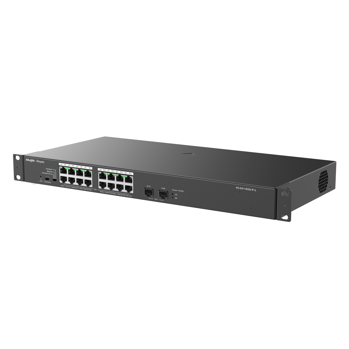 Ruijie Reyee RG-ES118GS-P-L Unmanaged Switch 18× RJ-45 2× SFP Schwarz