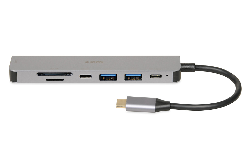 iBox IUH3SL4K Dockingstation USB-C HDMI 4K Power Delivery 100W Silber
