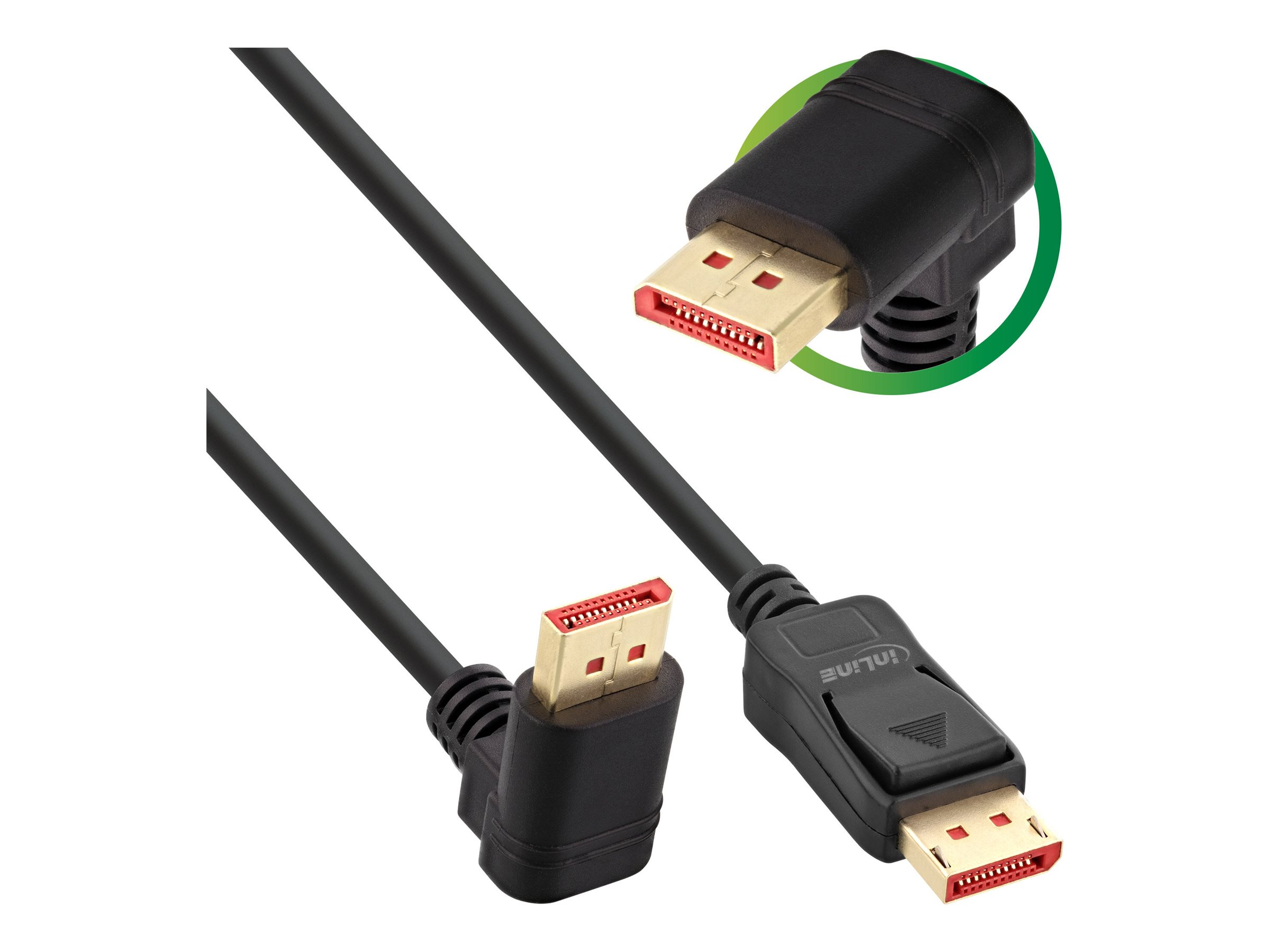 InLine DisplayPort 1.4 Kabel 8K4K nach oben gewinkelt 2 m Schwarz