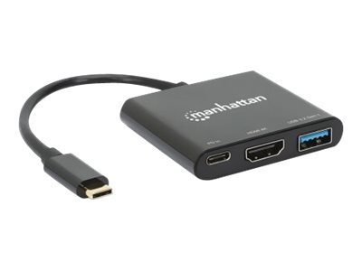 Manhattan 130622 Dockingstation HDMI 4K@30Hz USB-A USB-C PD 100W Schwarz