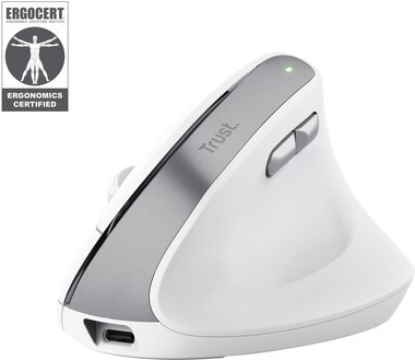 Trust Bayo II Vertikale Ergonomische Maus 6 Tasten Kabellos 2,4 GHz Weiß
