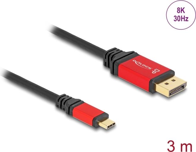 DeLOCK USB Type-C™ zu DisplayPort Kabel (DP Alt Mode) 8K 30 Hz mit HDR Funktion 3 m rot (80094)