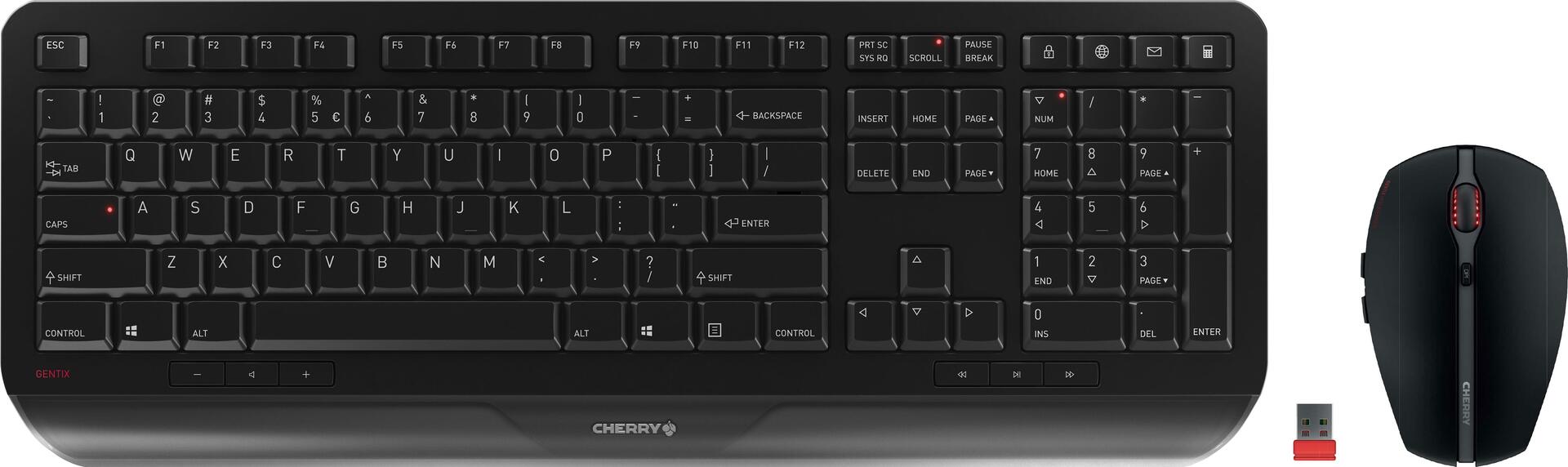 CHERRY GENTIX DESKTOP - Tastatur-und-Maus-Set - kabellos - 2.4 GHz - Tschechisch/Slowakish - Tastenschalter: CHERRY LPK - Schwarz