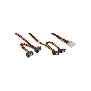 InLine® Strom Y-Kabel intern, 1x 13,34cm (5,25") an 4x 15pol SATA gewinkelt mit Lasche, 40+55cm (29672B)