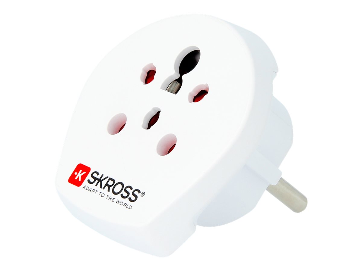 SKROSS Country Travel Adapter India-Israel-Denmark to Europe Reiseadapter Weiß