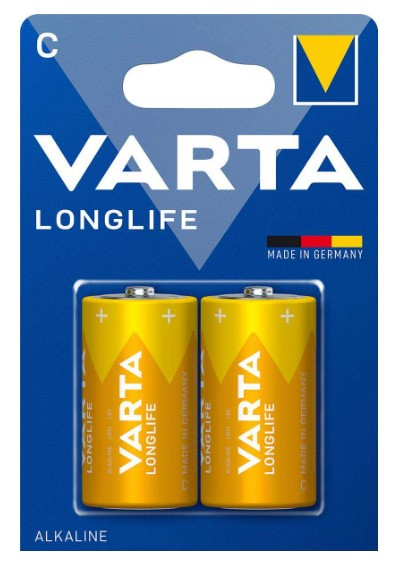 Varta LONGLIFE Baby C LR14 Alkali Batterien 2er 1,5 V 7600 mAh Gelb