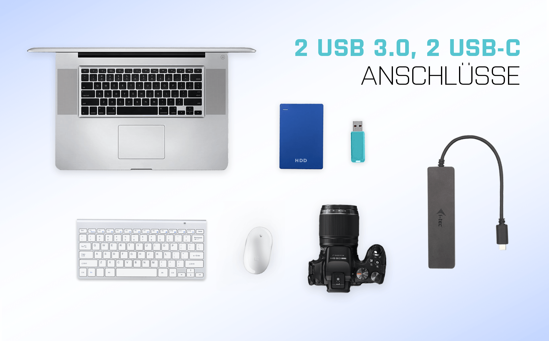 i-tec C31HUBMETAL2A2C Metal USB-C Hub 2x USB 3.0 + 2x USB-C Schwarz