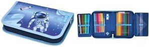 herlitz Schüleretui "Cosmic Explorer", 31-teilig aus Polyester, Maße: (B)205 x (T)140 x (H)38 mm, 2 Klappen, - 1 Stück (400197095)