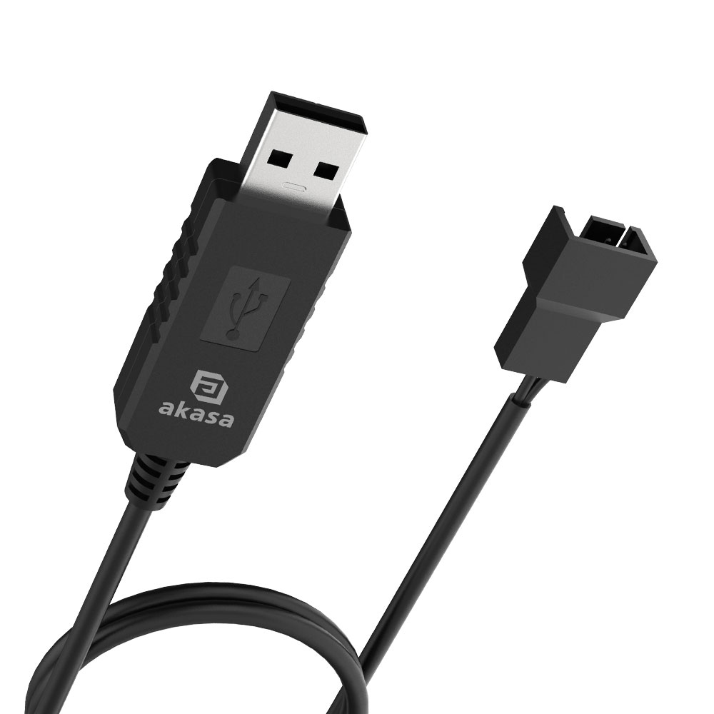 Akasa AK-CBFA10-60BK DC Step-Up Konverterkabel 5V auf 12V USB Typ-A 3-Pin/4-Pin 0,6 m Schwarz