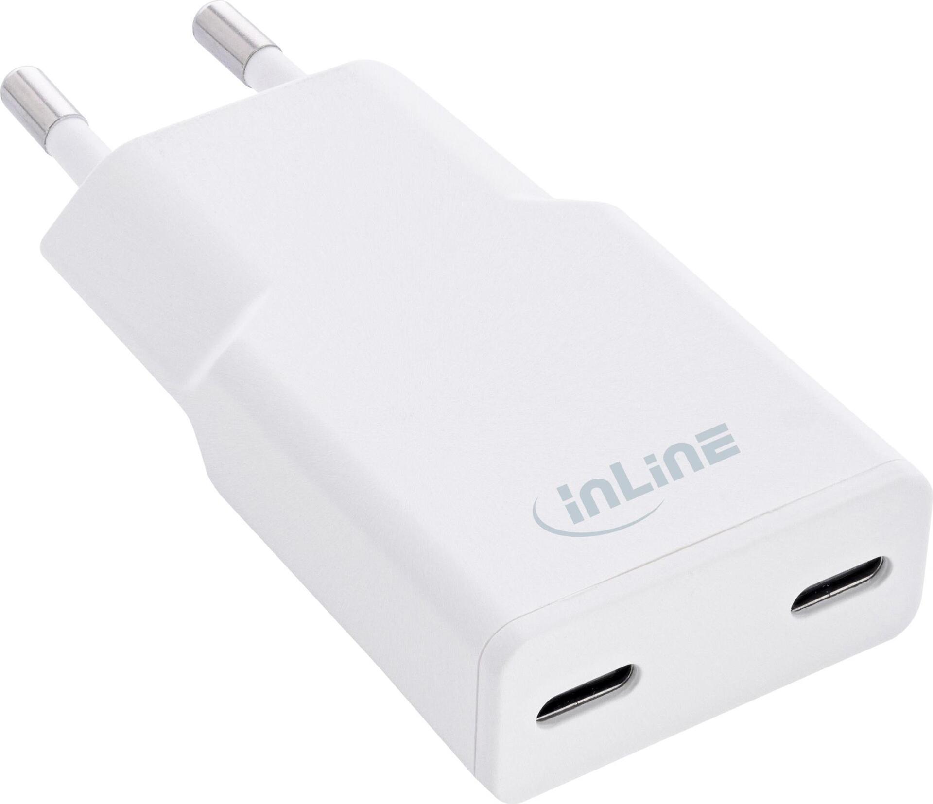 InLine USB Netzteil Ladegerät Dual USB-C PD PPS 30W weiß (31509C)