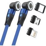 RealPower Magnetic cable,1m,2x magnetisch,blau mit Adaptern (439652)