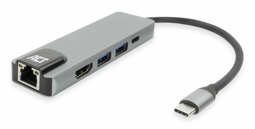 ACT AC7091 Dockingstation USB-C 3.2 Gen 1 HDMI 1GbE Schwarz, Grau