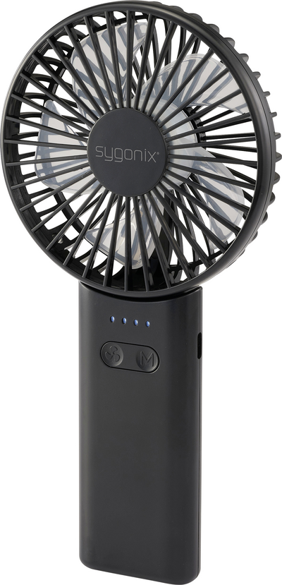 Sygonix Handventilator SY-6904470 4 W Schwarz USB-C Akku 4 Stufen