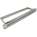 Wirewin 24-Port Keystone Modul-Leerpanel, 19\", nickel, geschirmt Keystone System (TKS PANEL 24 NICKEL)