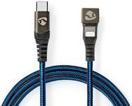 NEDIS USB-Kabel USB 2.0 | Apple Lightning 8-Pin | USB-C™ Stecker | 60 W | 480 Mbps | Vernickelt | 1.00 m | rund | Geflochten / Nylon | Blau / Schwarz (GCTB39650AL10)