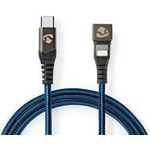 NEDIS USB-Kabel USB 2.0 | Apple Lightning 8-Pin | USB-C™ Stecker | 60 W | 480 Mbps | Vernickelt | 1.00 m | rund | Geflochten / Nylon | Blau / Schwarz (GCTB39650AL10)