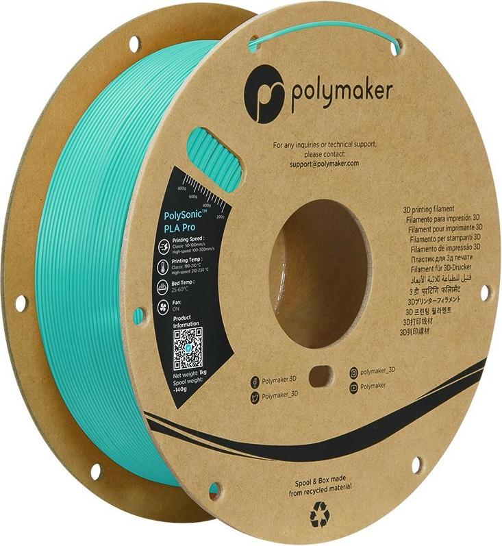 PLA PRO HS TOUGH 1,75mm TEAL 1kg POLYMAKER POLYSONIC 3D FILAMENT (PA13009)