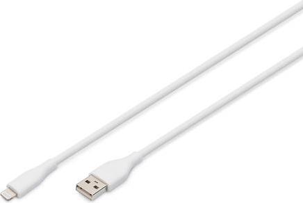 DIGITUS Lightning Silikon Anschlusskabel, USB-A - Lightning 0,5m, weiß (AK-600108-005-W) (geöffnet)