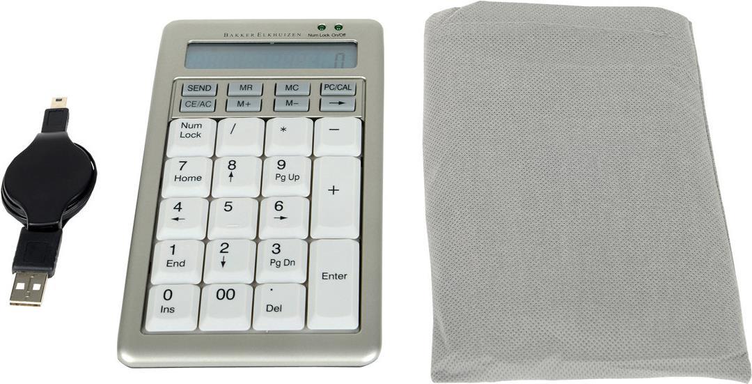 Bakker Elkhuizen S-board 840 Numeric Externer Ziffernblock USB mit Taschenrechnerfunktion Hellgrau/Weiß