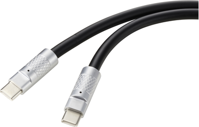 Renkforce USB-C® Kabel USB 2.0 USB-C® Stecker, USB-C® Stecker 1.00 m Schwarz RF-6056872 (RF-6056872)