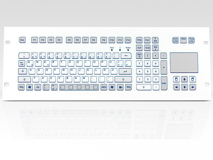 GETT IndoDur KS18336 Industrie-Tastatur Membran USB QWERTZ Touchpad IP65 Weiß