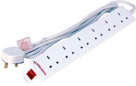 MicroConnect 6-way UK Surge Protected Power Strip 2M White (MC-UKSURGESTRIP6-2M)