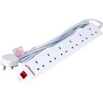 MicroConnect 6-way UK Surge Protected Power Strip 2M White (MC-UKSURGESTRIP6-2M)