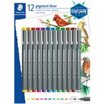 STAEDTLER Pigmentliner Design Journey, 12er Blisterkarte Strichstärke: 0,5 mm, lange Metallspitze ideal für Lineale - 1 Stück (30805SBK12)