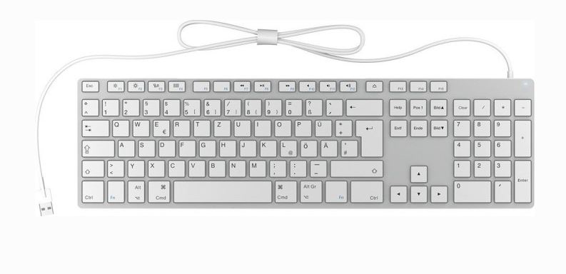 KeySonic Tastatur mit Kabel für Apple Mac (KSK-8022MacU)