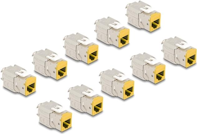 Delock Keystone Modul RJ45 Buchse zu LSA Cat.6A werkzeugfrei gelb Set 10 Stück (88111)