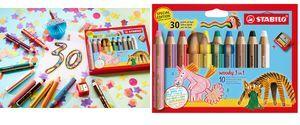 STABILO Multitalentstift woody 3 in 1, 10er Etui 30 Jahre rund, Farbstift, Wassermalfarbe und Wachsmalkreide in Einem, - 1 Stück (EO880/10-3)