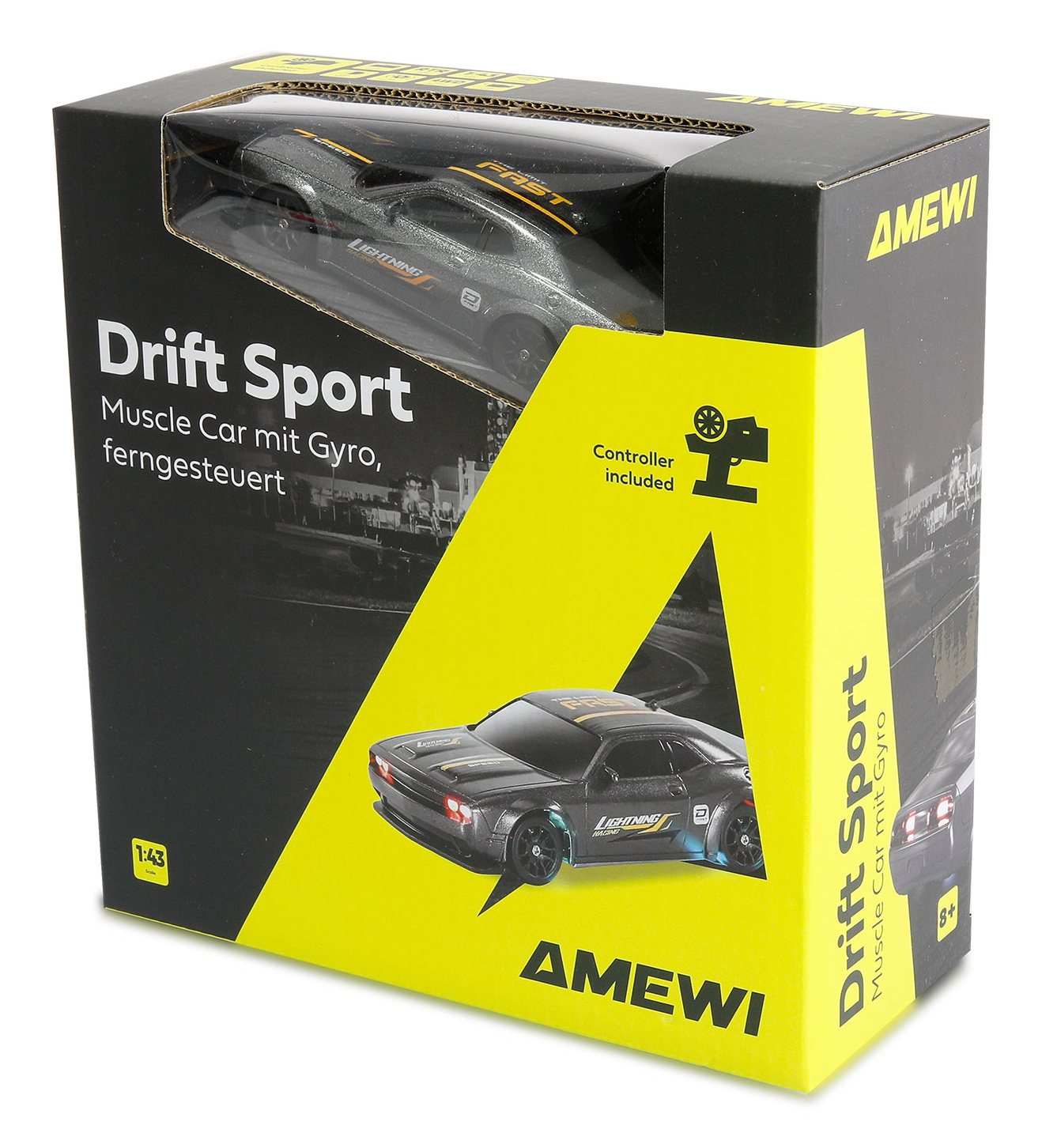 Amewi Drift Sport Muscle Car mit Gyro 4WD 1:43 RTR Grau