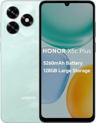 HONOR X5c Plus Smartphone mit 5260 mAh Akku, 128GB/4GB RAM, (6,74 Zoll Display, 90 Hz, 50MP+14MP Kamera, Android 15, Ocean Cyan (5109BYFI)