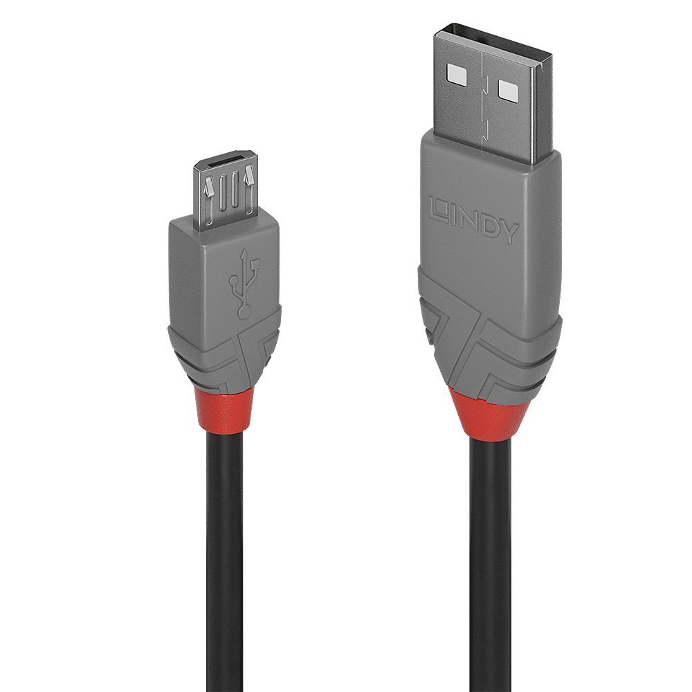 Lindy 2m USB 2.0 Typ A an Micro-B Kabel, Anthra Line USB Typ A Stecker an Micro-B Stecker (36733)