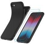 Garegce Hülle Kompatibel mit iPhone SE 2022, Hülle für iPhone 7/8/SE 2020 mit 2 Panzerglas Schutzfolie, Handyhülle Silikon Dünne Weiche TPU Stoßfest Schutzhülle für iPhone 7/8-4.7 Zoll - Schwarz (B09X2QD3T3)