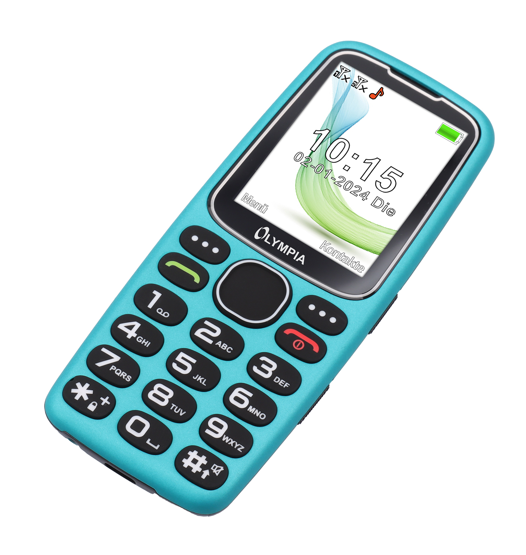 Olympia Star 2,4" Mobiltelefon Dual-SIM Großtasten Schwarz, Türkis