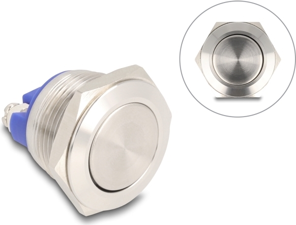 Delock Drucktaster zum Einbau 19mm 2 x Schraubklemme Taster flach (22040)