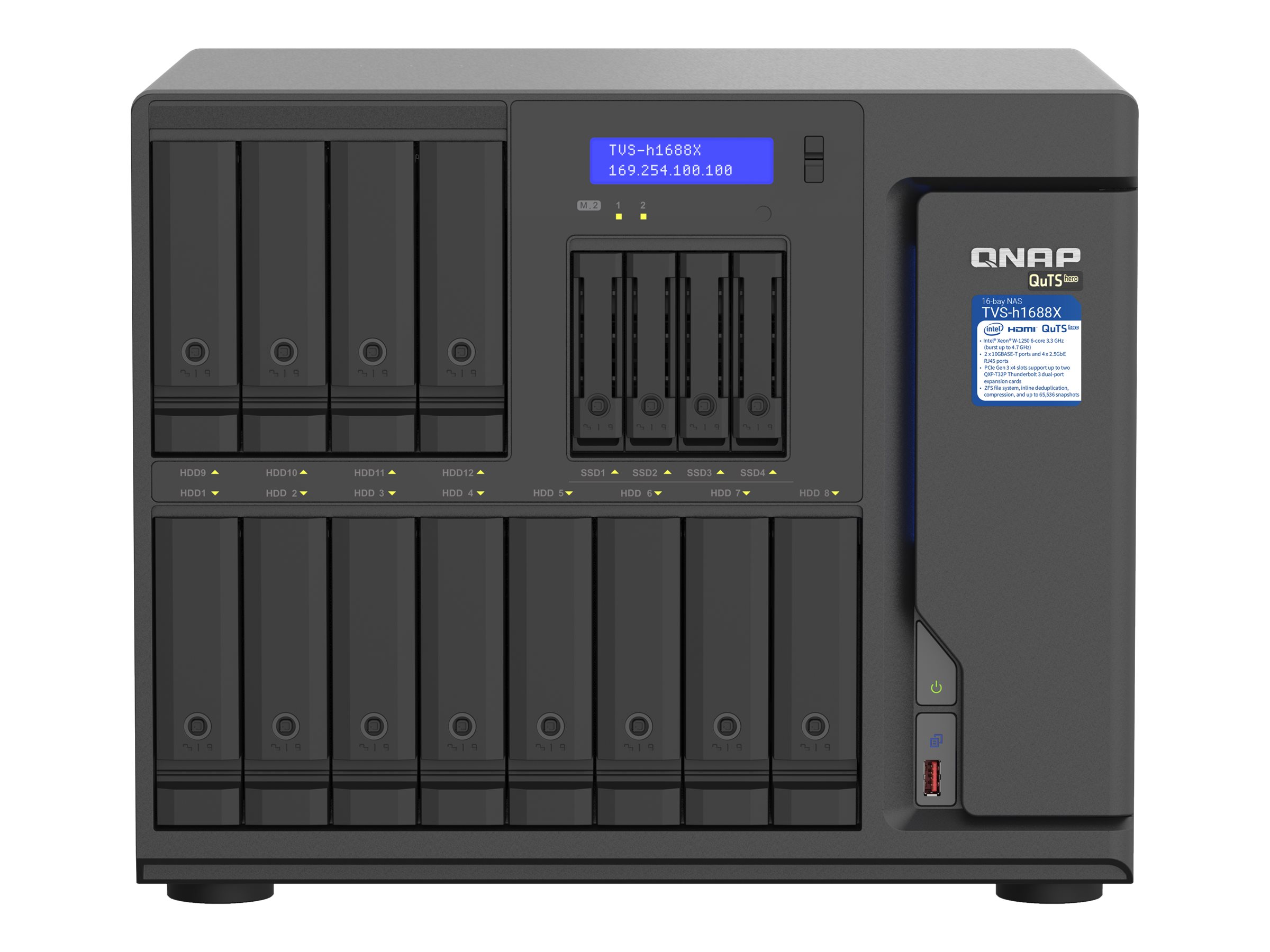 QNAP TVS-H1688X NAS-Server Intel Xeon W-1250 32 GB RAM Schwarz