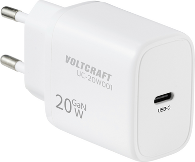 VOLTCRAFT UC-20W001 USB Ladegerät 20 W 1x USB-C® Fast Charge, USB PD 3.0 Weiß GaN (VC-17942085)