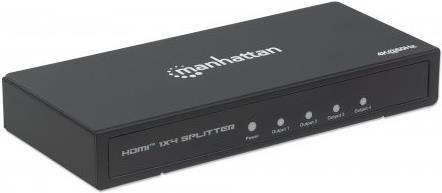 MANHATTAN 4K 4-Port HDMI-Splitter 4K@60Hz, Stromversorgung über Netzteil, schwarz (207805)