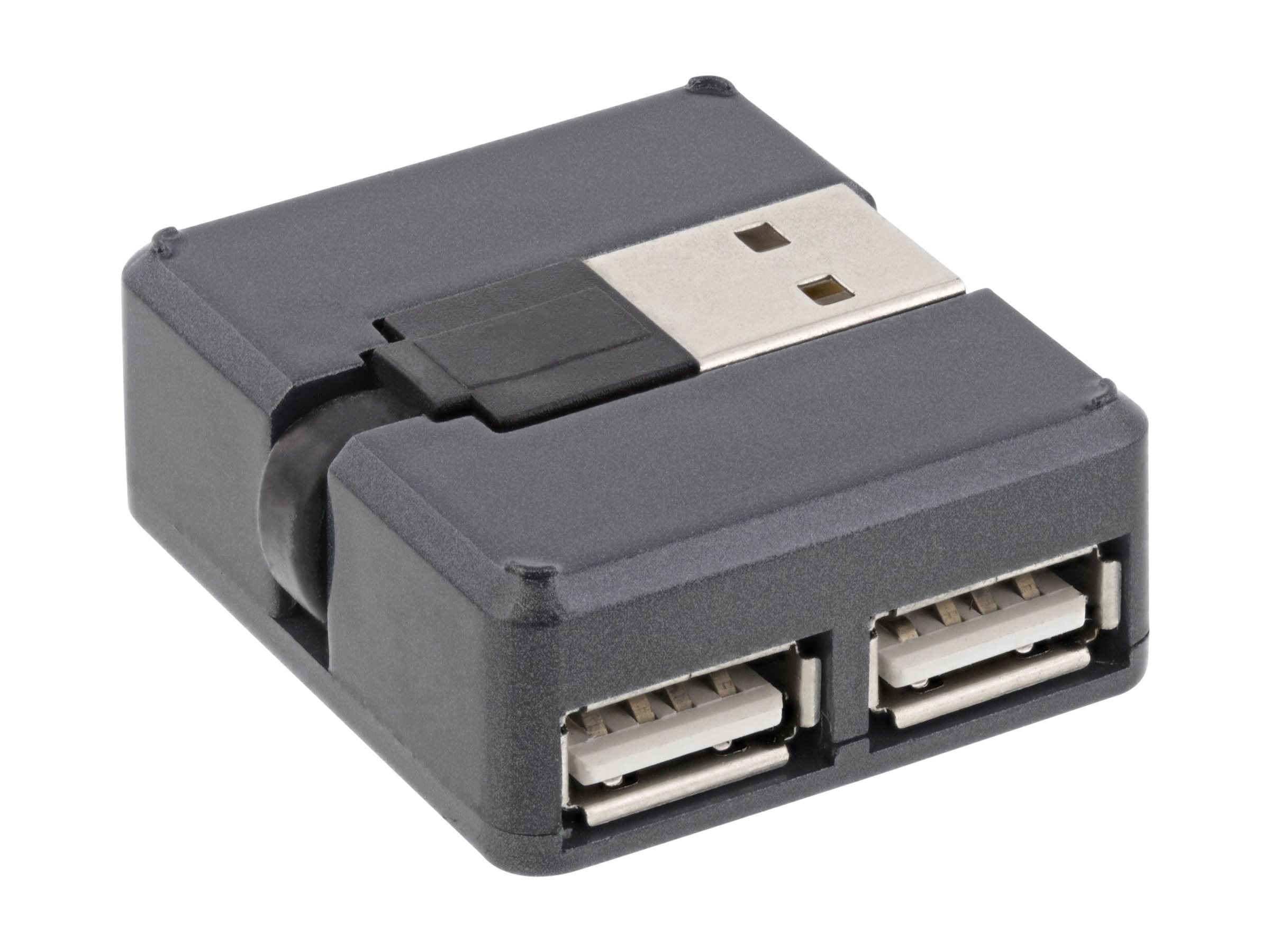 InLine USB 2.0 4-Port Hub USB-A auf 4x USB-A Buchse 4 cm Kabel Schwarz