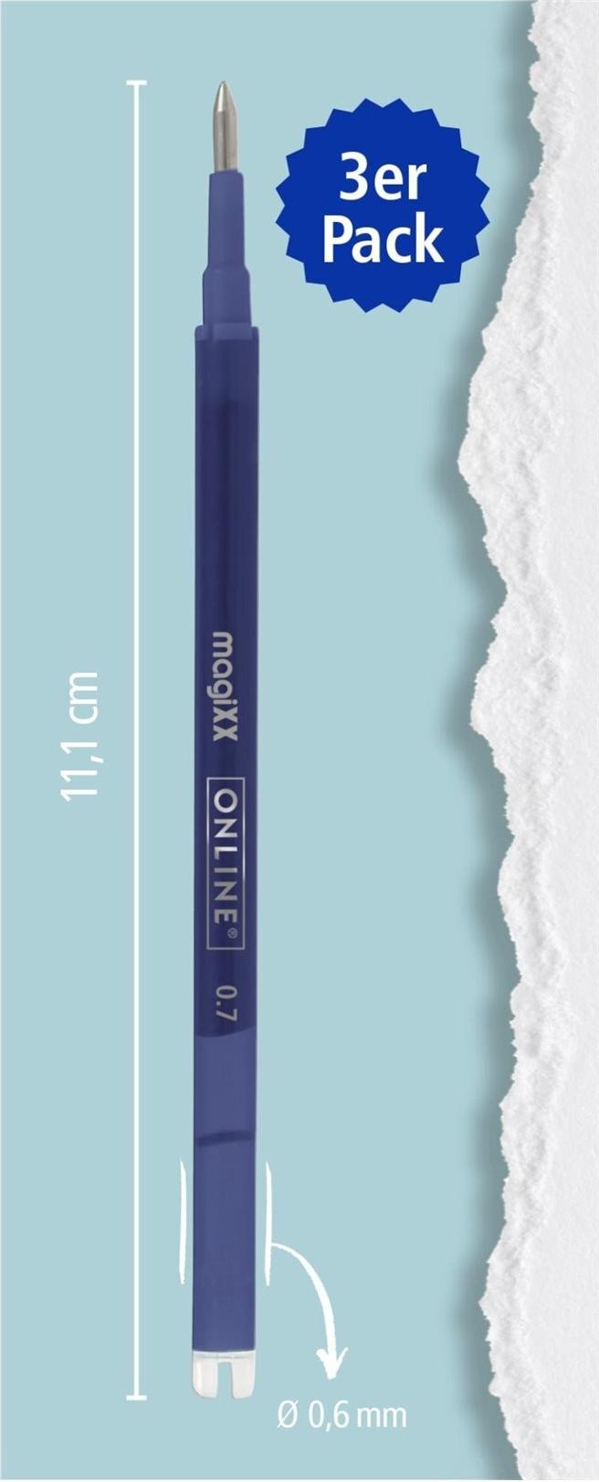 ONLINE magiXX Gelschreiberminen blau 0,7 mm 3 St. (40160/3)