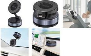 LogiLink Smartphone-Magnethalter, 2 Arme, schwarz Twist-Lock-Vakuum-Saugnapf für festen Sitz auf glatten - 1 Stück (AA0198)