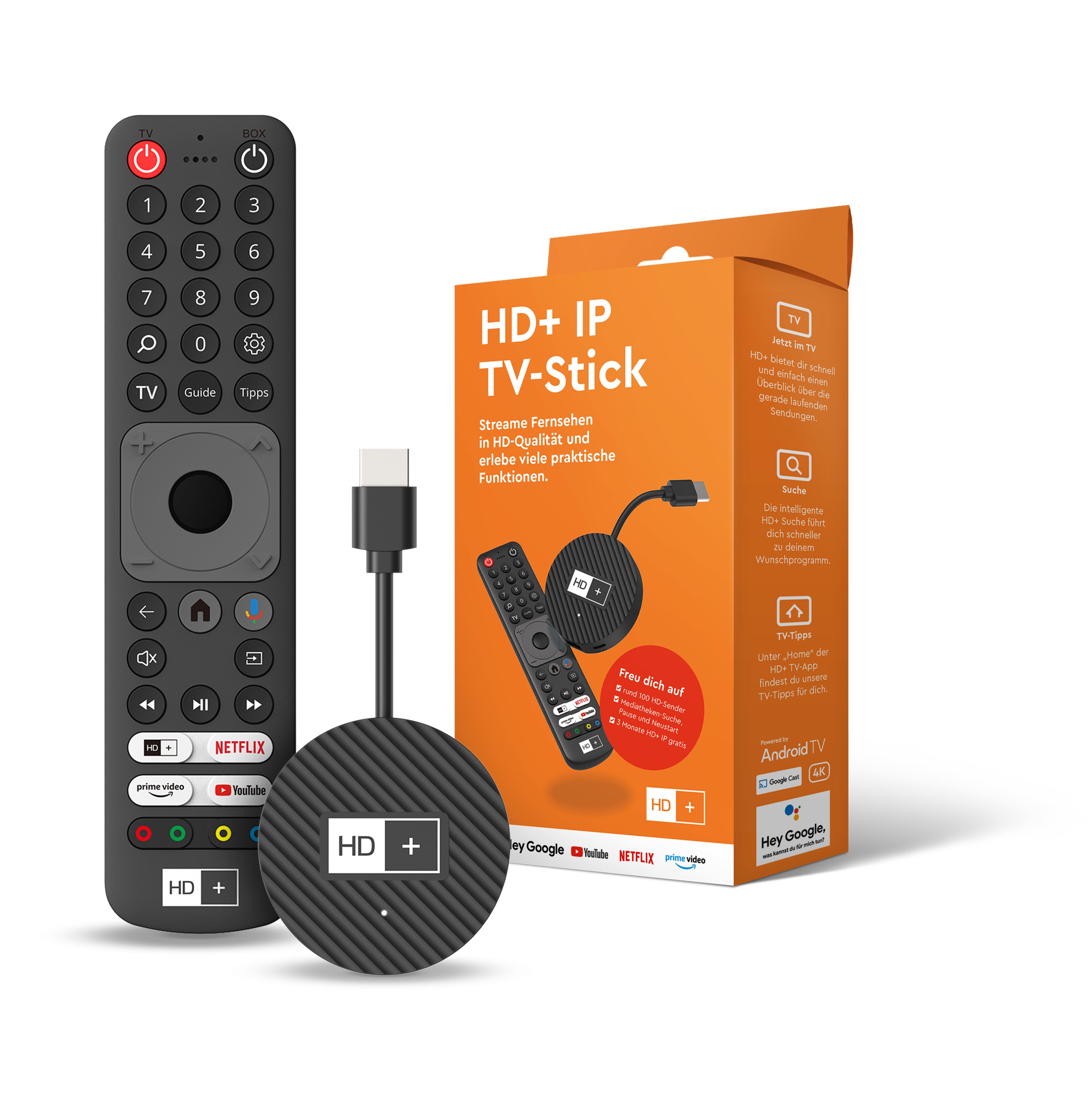 HD Plus HD+ IP TV-Stick 22025 4K Ultra HD Android HDMI Schwarz