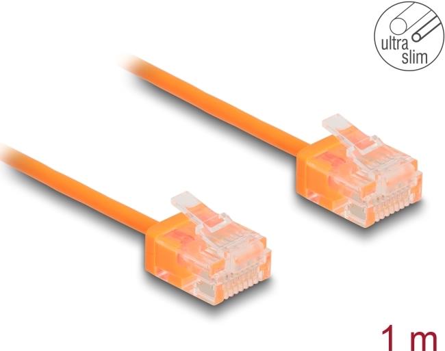 Delock RJ45 Netzwerkkabel Cat.6 UTP Ultra Slim 1 m orange mit kurzen Steckern (80855)