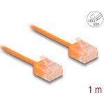 Delock RJ45 Netzwerkkabel Cat.6 UTP Ultra Slim 1 m orange mit kurzen Steckern (80855)