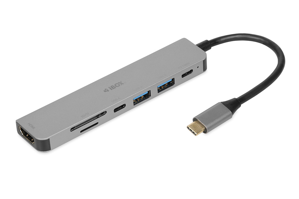 iBox IUH3SL4K Dockingstation USB-C HDMI 4K Power Delivery 100W Silber