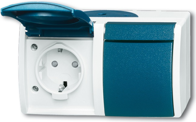 Busch Jaeger 20/2 EBW-53 Steckdose CEE 7/3 Blau - Weiß (2084-0-0720)