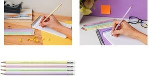 BIC EVOLUTION PASTEL Bleistifte HB rosa, lila, grün, gelb mit Radierer, 10 St. (518306)