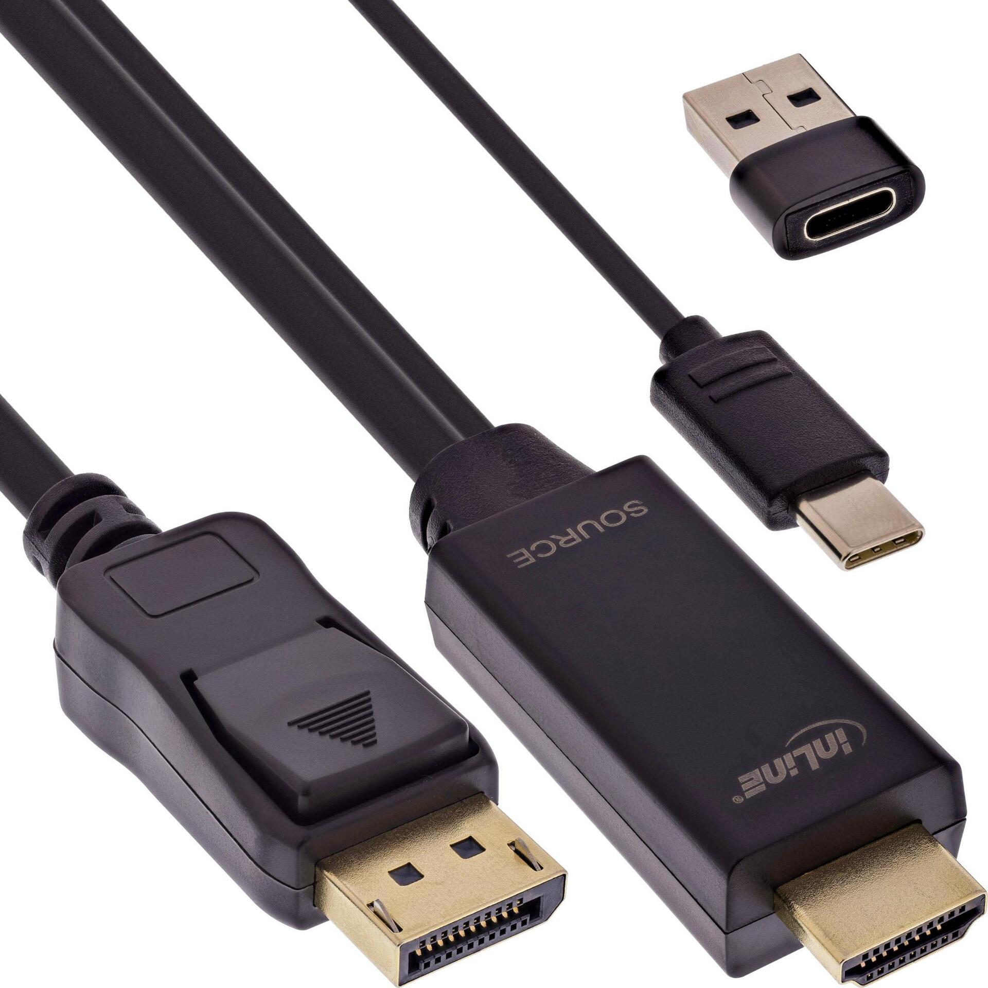 InLine HDMI zu DisplayPort Konverter Kabel 4K/60Hz schwarz 2m (17162I)